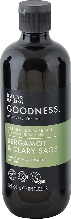 Гель для душу для чоловіків - Baylis & Harding Goodness Natural Shower Gel Bergamot And Clary Sage — фото N1