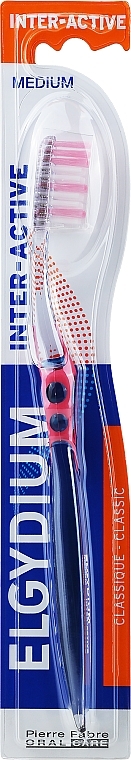 Зубная щетка "Интерактив" средней жесткости, розовая - Elgydium Inter-Active Medium Toothbrush — фото N1