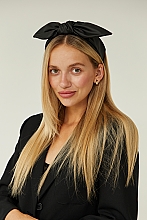 Ободок для волос, чёрный "Chic Bow" - MAKEUP Hair Hoop Band Leather Black — фото N4