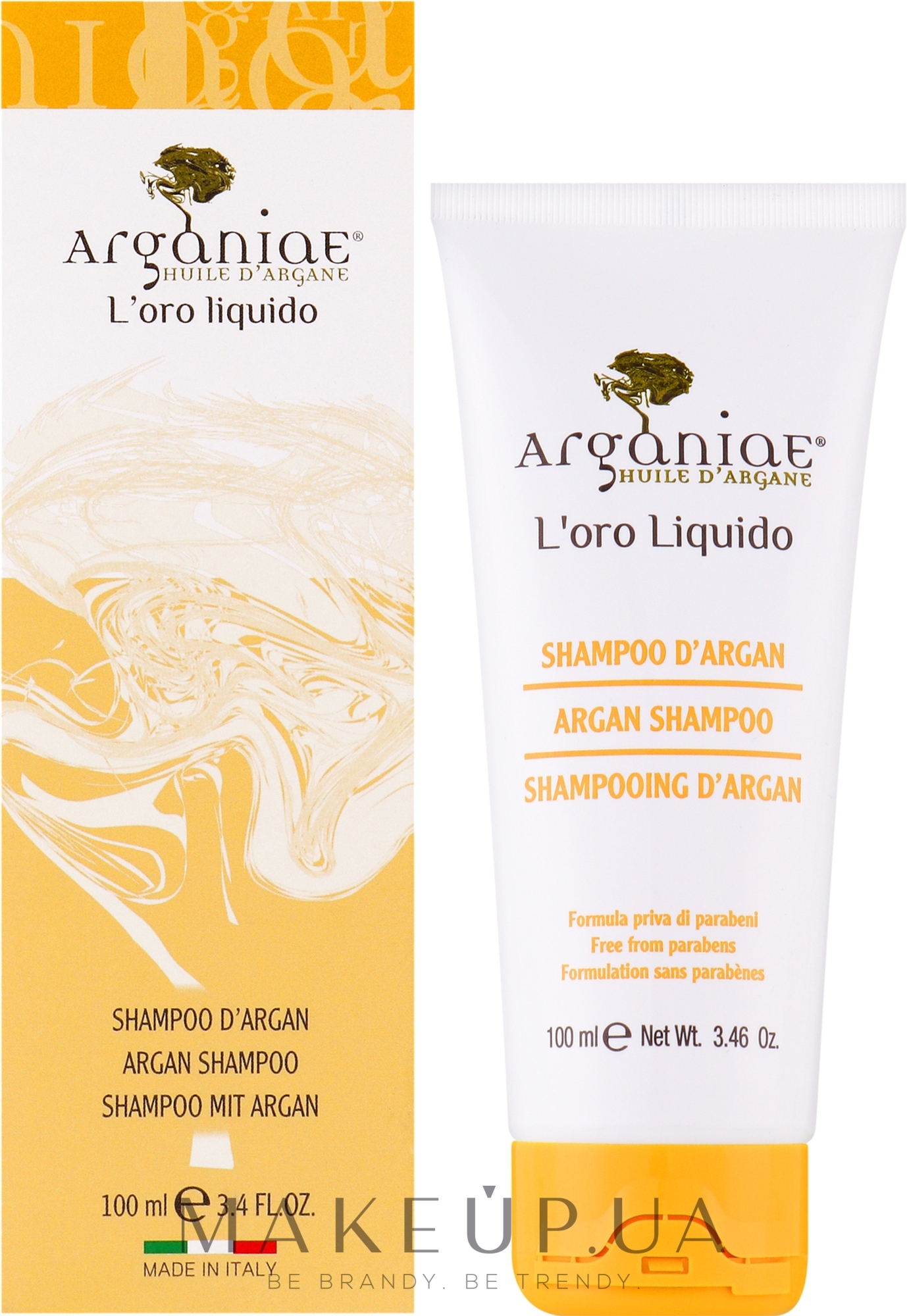 Шампунь для всех типов волос - Arganiae L'oro Liquido Argan Shampoo (туба) — фото 100ml