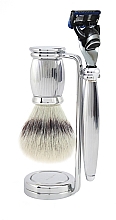 Духи, Парфюмерия, косметика Набор для бритья - Edwin Jagger Bulbous Lined 3 Piece Fusion Set Synthetic Silver Tip