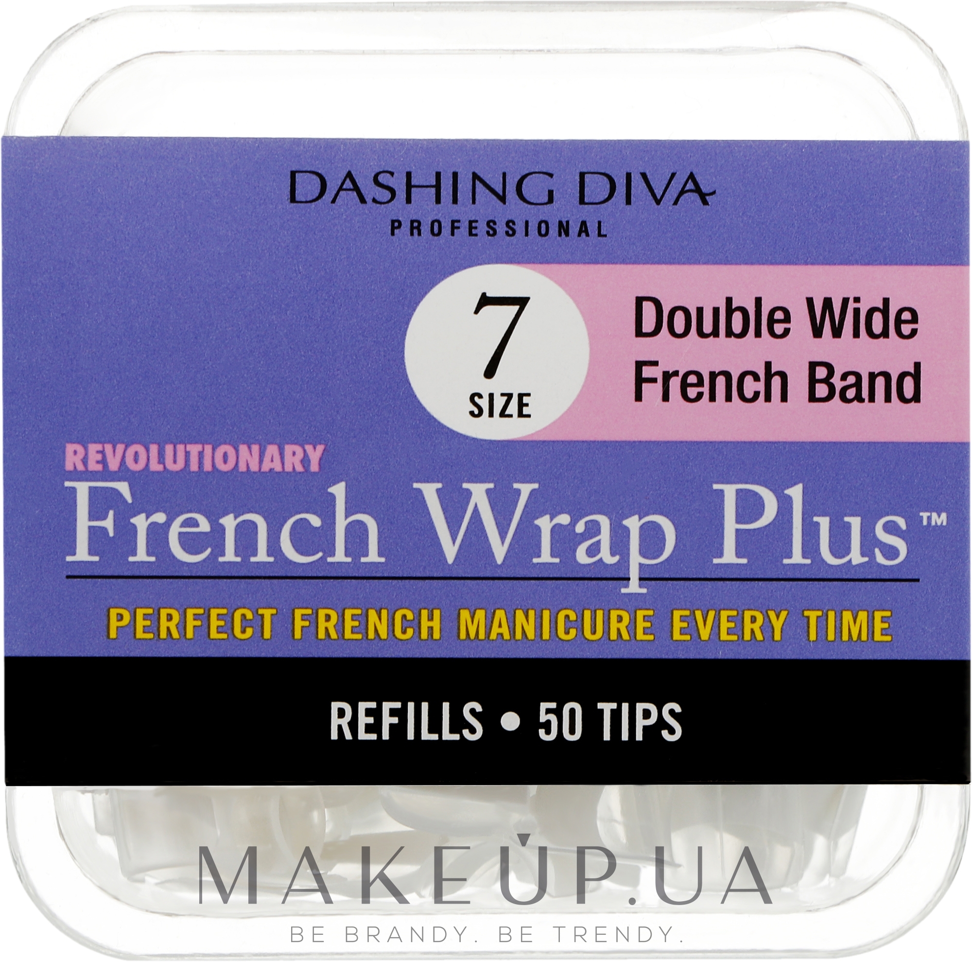 Типсы широкие "Френч Смайл+" - Dashing Diva French Wrap Plus Double Wide White 50 Tips (Size-7) — фото 50шт