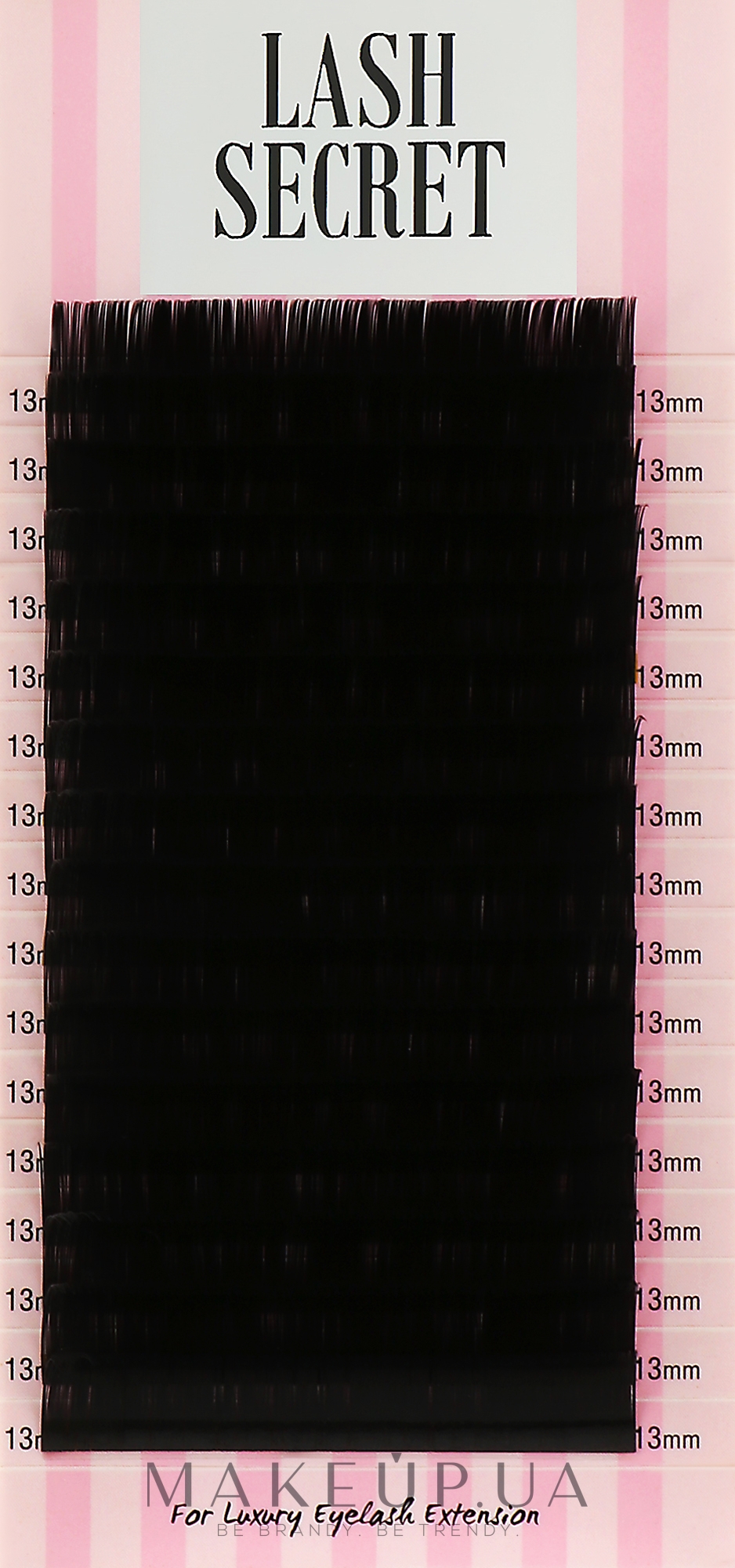 Накладні вії, чорні, 16 ліній (один розмір, 0,07, D, 13) - Lash Secret — фото 1уп
