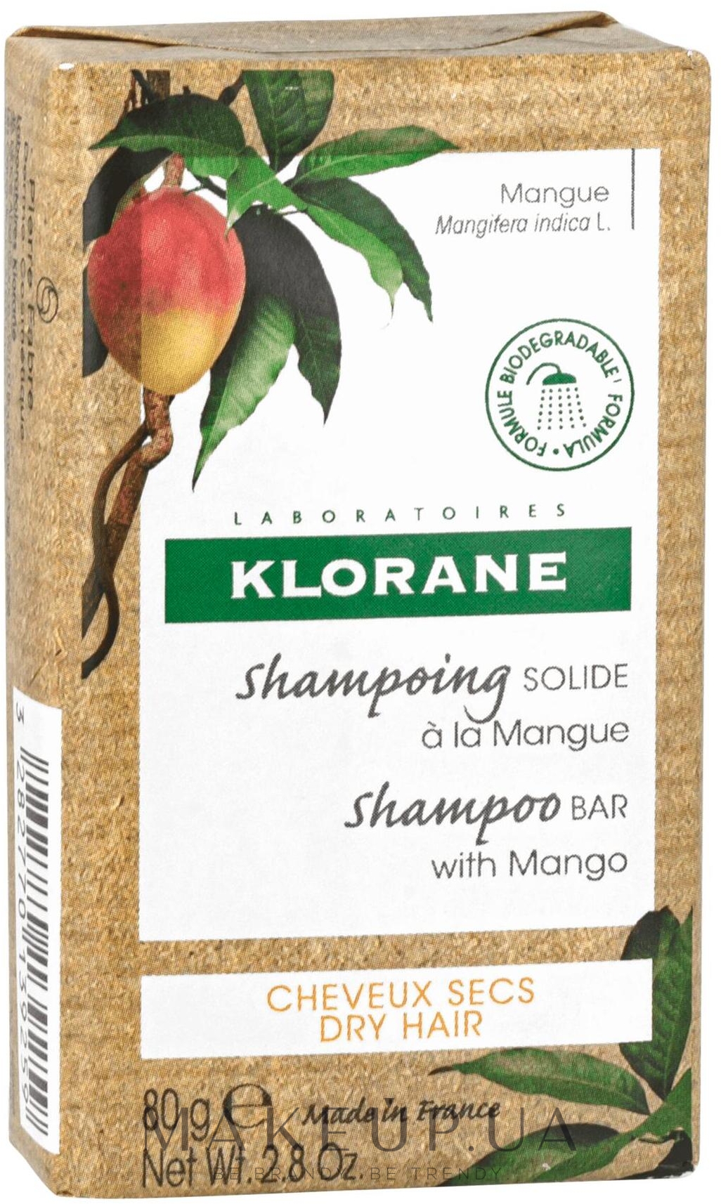 Твердий шампунь для сухого волосся - Klorane Mango Solid Shampoo Bar — фото 80g