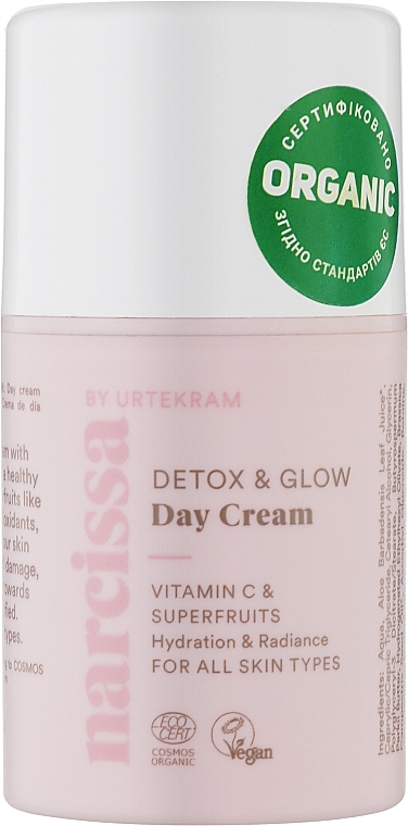 Крем для обличчя органічний денний - Urtekram Narcissa Detox&Glow Cream