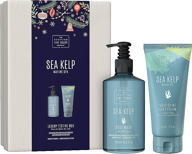 Набор - Scottish Fine Soaps Sea Kelp Marine Spa Luxury Festive Duo (sh/gel/300ml + b/cr/200ml) — фото N1