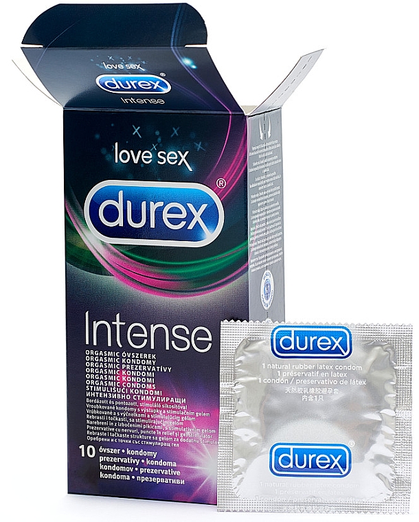 Презервативы рельефные, 10 шт - Durex Intense Orgasmic — фото N3