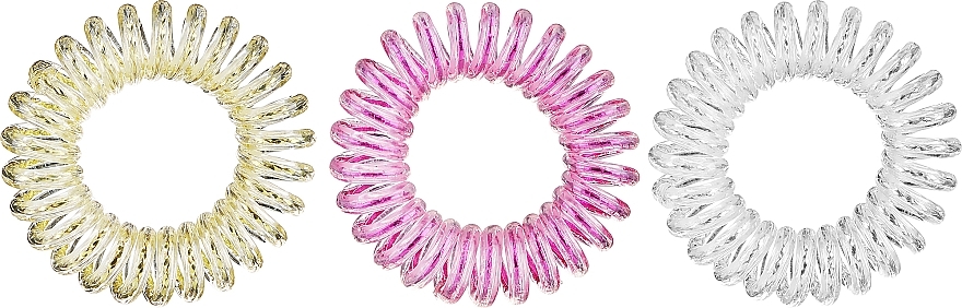 Резинки для волос, 3.5 см, желтая + белая + розовая - Ronney Professional S15 MET Funny Ring Bubble — фото N1
