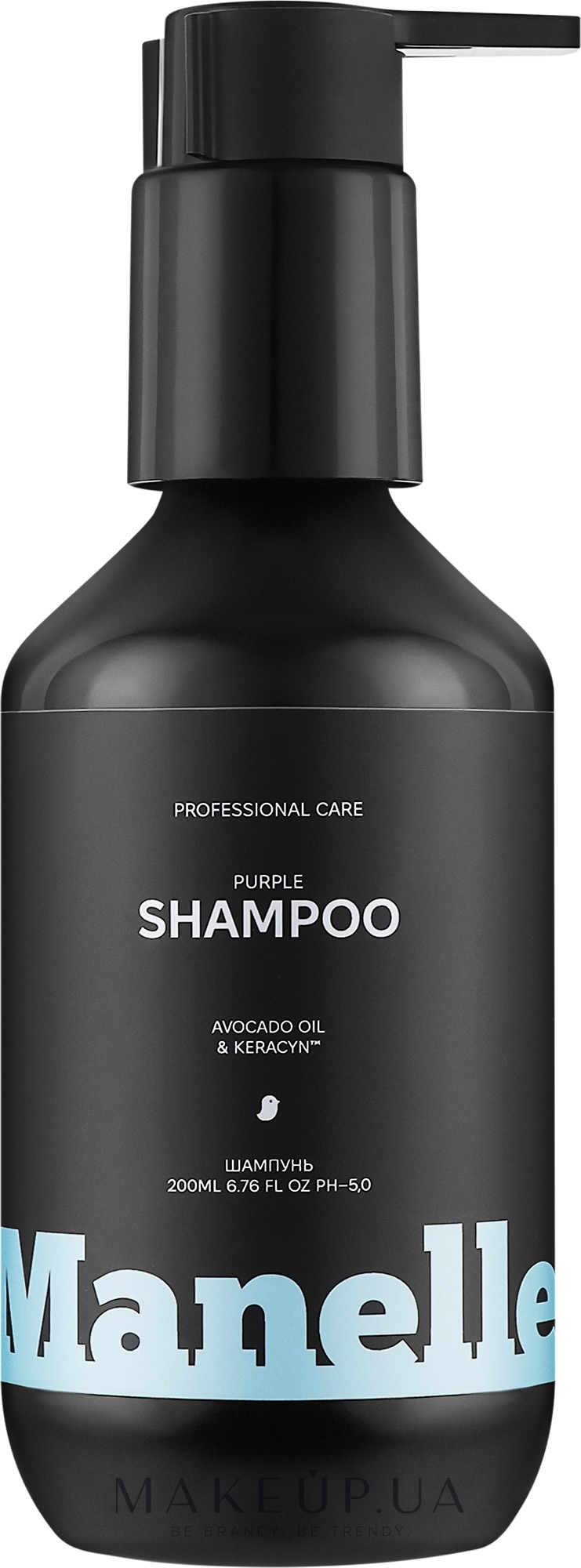 Тонирующий шампунь для нейтрализации желтизны светлых волос - Manelle Professional Care Avocado Oil & Keracyn Shampoo — фото 200ml