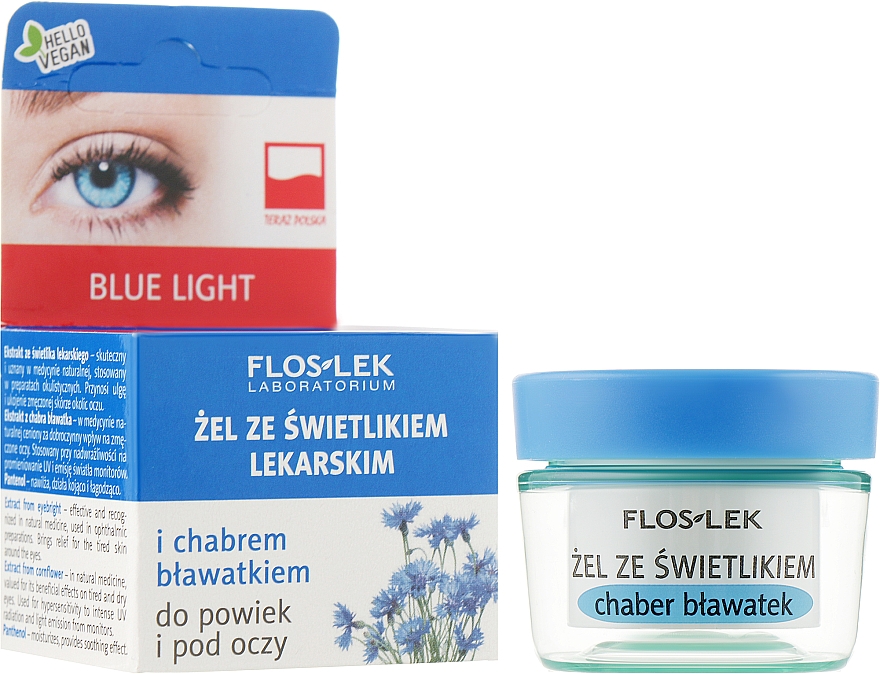 Гель для повік і шкіри навколо очей з очанки і васильком - Floslek Lid And Under Eye Gel With Eyebright And Cornflower 