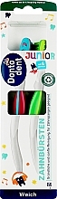 Парфумерія, косметика Набір дитячих зубних щіток Junior Weich, червона + зелена - Dontodent
