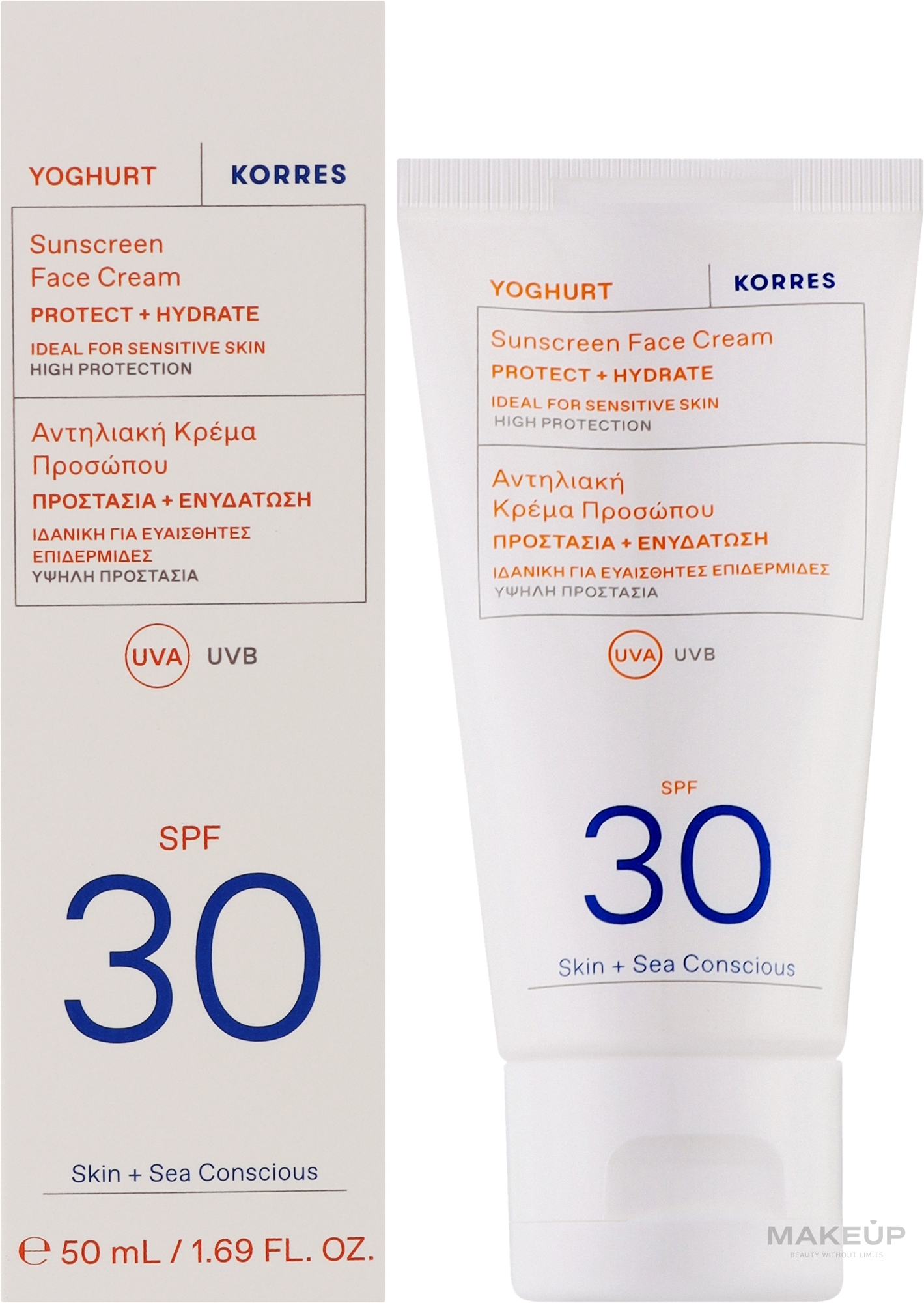 Солнцезащитный крем для лица - Korres Yoghurt Sunscreen Face Cream SPF30 — фото 50ml