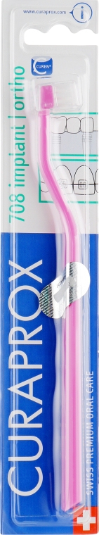 Монопучкова зубна щітка "Single CS 708", рожева з білим - Curaprox — фото N1