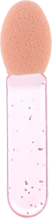 Спонж для макияжа прорезиненный "Круг" с аппликатором в чехле, SP-100, бежевый - Silver Style — фото N3