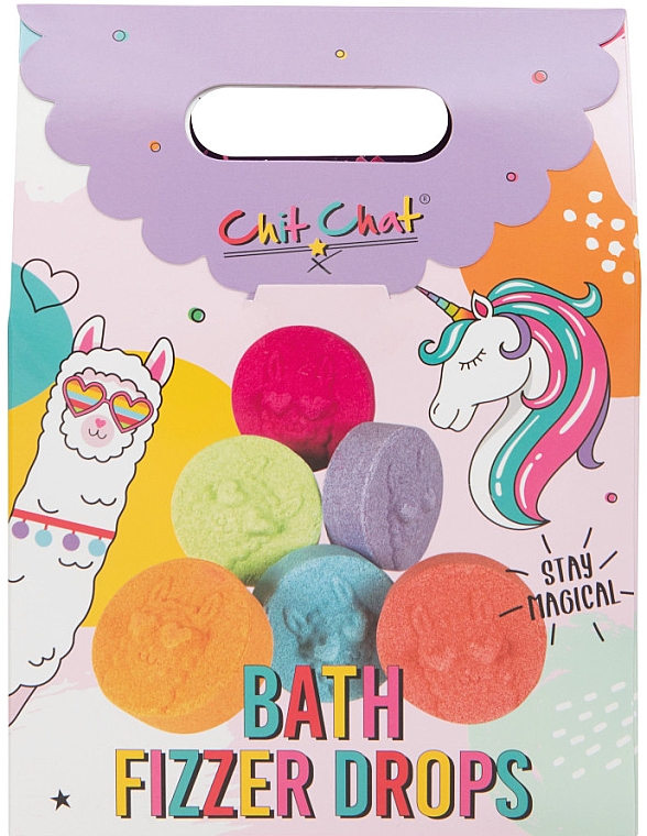 Набор бурлящих шариков для ванны, 6 шт. - Chit Chat Bath Fizzer Drops Gift Set — фото N1