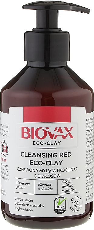 Кондиционер для волос с красной глинкой, хмелем, миндалем - Biovax Eco Cleansing Red Eco-Clay — фото N1