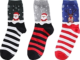 Шкарпетки різдвяні, 3 пари, зелені + сині + сірі - Moraj — фото N2
