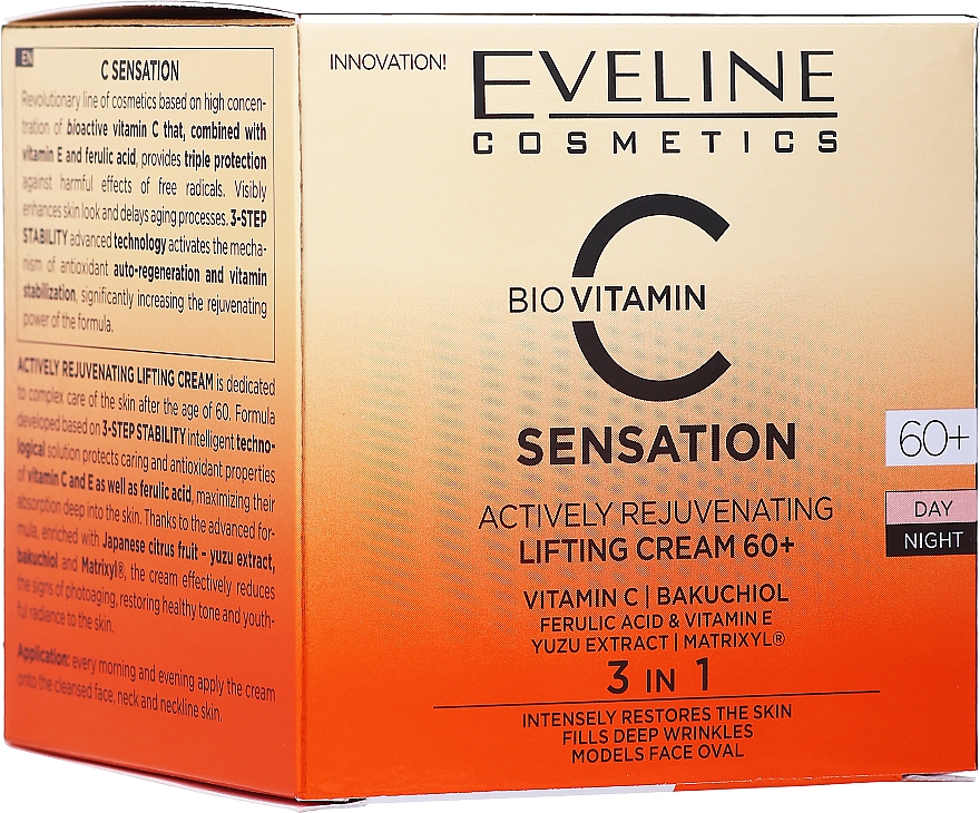 Активно омолаживающий лифтинг-крем 60+ - Eveline Cosmetics C Sensation Actively Rejuvenating Lifting Cream 60+ — фото N1