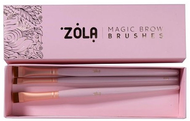 Набір пензликів для фарбування брів, світло-рожевий, 3 шт. - Zola Magic Brow Brushes — фото N1