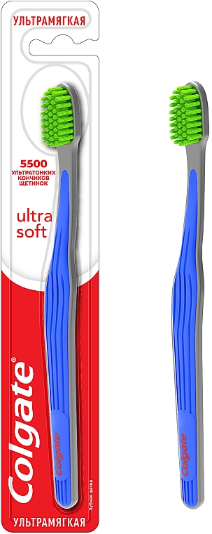 Ультрам'яка зубна щітка для ефективного чищення зубів, синя - Colgate — фото N1