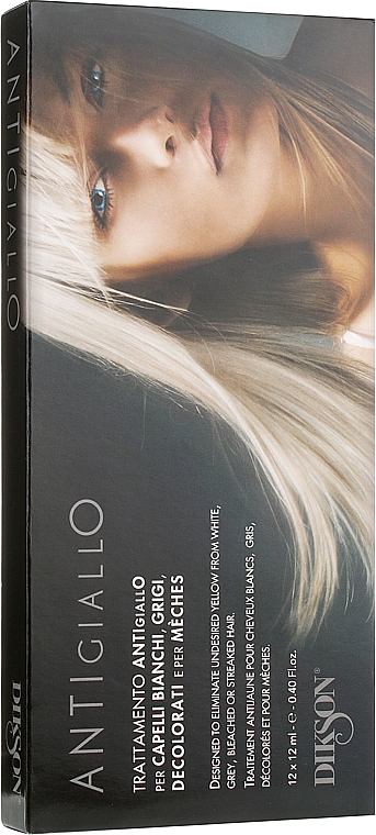 Ампульний засіб проти пожовтіння освітленого, знебарвленого, мелірованого та сивого волосся - Dikson Trattamento Antigiallo — фото N1