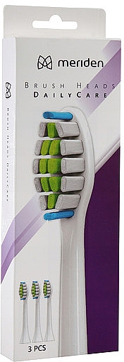 Насадки для зубных щеток 3 шт., белые - Meriden Sonic DailyCare Family White — фото N1