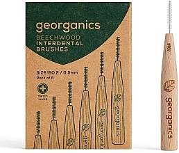 Межзубные щетки 0,5 мм - Georganics Beechwood Interdental 6 Brushes ISO 2 (0.5mm) — фото N2