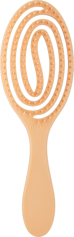 Щетка для волос массажная, скелетон "Flexi", овальная, 24 см, абрикосовая - Titania — фото N1