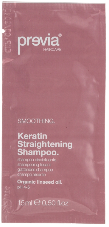 Шампунь для гладкості і блиску з кератином - Previa Smoothing Keratin Straightening Shampoo (пробник)