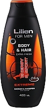 Парфумерія, косметика Чоловічий шампунь-гель для душу "Екстрим" - Lilien For Men Body & Hair Extreme Shower & Shampoo