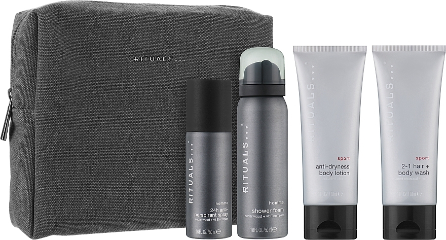 Набір - Rituals Samurai Men's Care Set (sh/foam/50ml + deo/50ml + b/wash/70ml + b/lot/70ml + bag) — фото N2