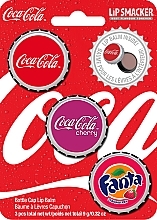 Парфумерія, косметика Набір бальзамів для губ - Lip Smacker Coca-Cola Bottle Cap Lip Balm Trio (lip/balm/3x3g)