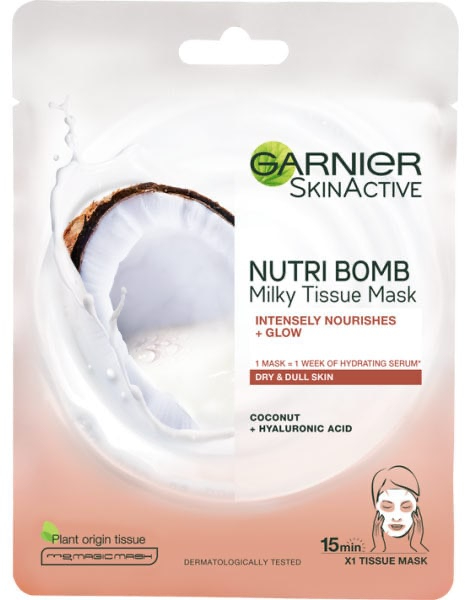 Тканинна маска для обличчя "Кокос і гіалуронова кислота" - Garnier SkinActive Nutri Bomb Coconut and Hyaluronic Acid Tissue Mask
