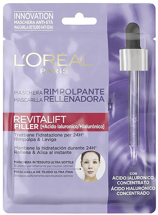 Маска для лица с гиалуроновой кислотой - L'Oreal Paris Revitalift Filler (Ha) Hyaluronic Acid Face Mask — фото N1