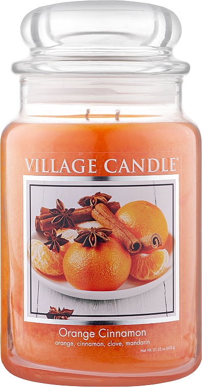Ароматическая свеча в банке - Village Candle Orange Cinnamon Glass Jar — фото N3