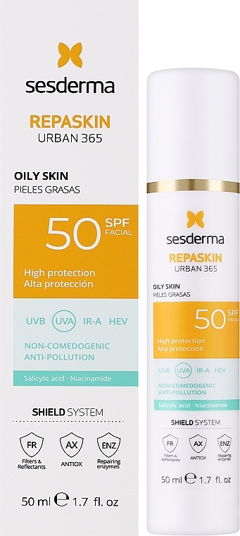 Солнцезащитный крем - SesDerma Laboratories Repaskin Urban 365 Cream Oily Skin SPF 50 — фото N2