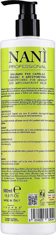 Бальзам-кондиціонер для схильного до жирності й лупи волосся - Nanì Professional Milano Conditioner Antidandruff — фото N2
