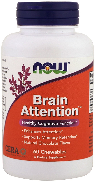 Натуральна добавка - Now Foods Brain Attention Chocolate Flavor — фото N1