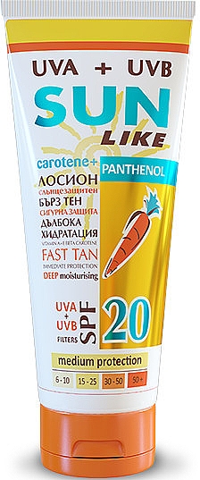 Солнцезащитный лосьон для тела с пантенолом SPF 20 - Sun Like Sunscreen Lotion Panthenol — фото N1