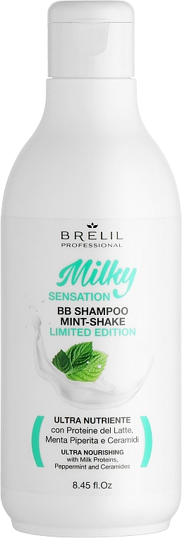 Освіжальний відновлювальний шампунь з м'ятою та молочними протеїнами - Brelil Milky Sensation BB Shampoo Mint-Shake Limitide Edition — фото N1