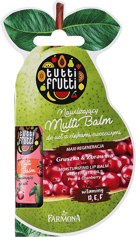 Бальзам для губ «Груша и клюква» - Farmona Tutti Frutti Moisturizing Lip Balm Pear & Cranberry