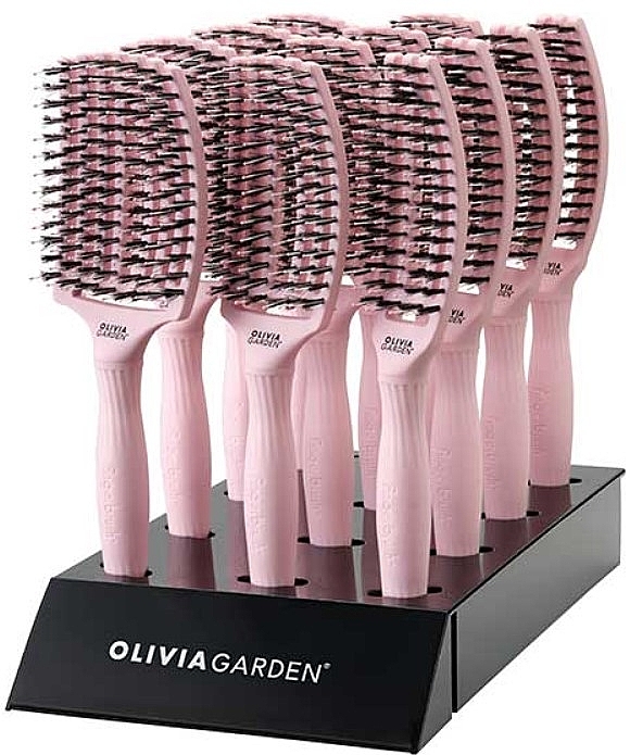 Набір щіток для волосся, 12 шт. - Olivia Garden Finger Brush Combo Pastel Pink Display — фото N1