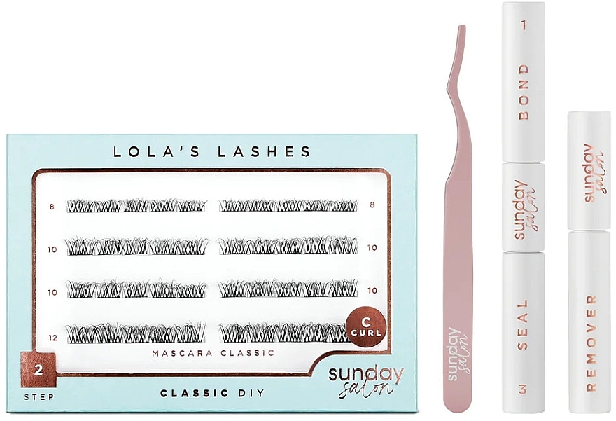 Набір - Lola's Lashes Mascara Classic Diy Lash Extensions Starter Set (bond/seal/2x3.5ml + remover/4ml + eyelashes/40pcs + applicator/1pcs) — фото N1