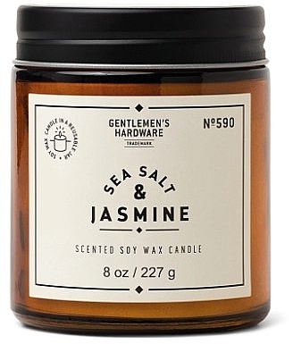 Ароматическая свеча в банке - Gentleme's Hardware Scented Soy Wax Glass Candle 590 Sea Salt & Jasmine — фото N1