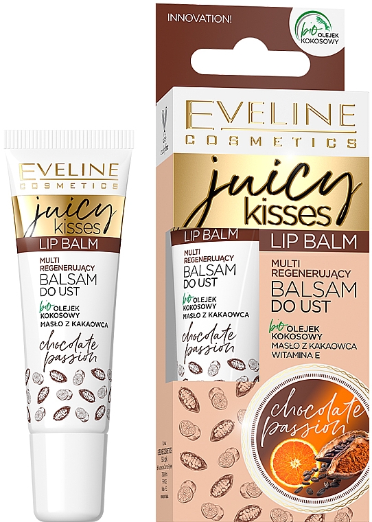 Бальзам для губ "Шоколадная страсть" - Eveline Cosmetics Juicy Kisses Chocolate Passion Lip Balm