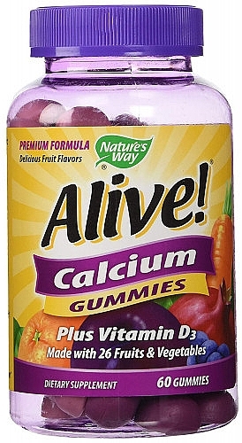 Жувальні цукерки "Кальцій + вітамін D3" - Nature’s Way Alive! Calcium + Vitamin D3 Gummies — фото N1