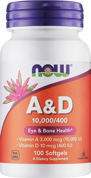 Дієтична добавка "Вітаміни А і Д" - Now Foods A&D Eye & Bone Health — фото N1
