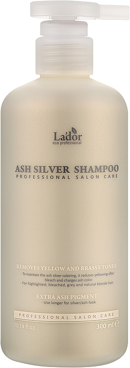 Увлажняющий оттеночный шампунь для светлых волос - La'dor Ash Silver Shampoo — фото N1