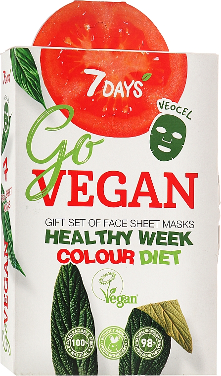 УЦІНКА Набір тканинних масок - 7 Days Go Vegan Healthy Week Color Diet (7 x f/mask/28g) * — фото N1