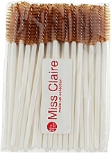 Набор одноразовых щеточек для ресниц и бровей, 25 шт, бело-коричневый - Miss Claire — фото N1